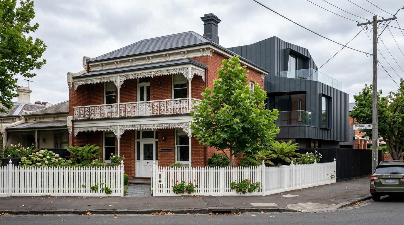 Hawthorn Terrace — heritage front facade with zinc extension visible behind.